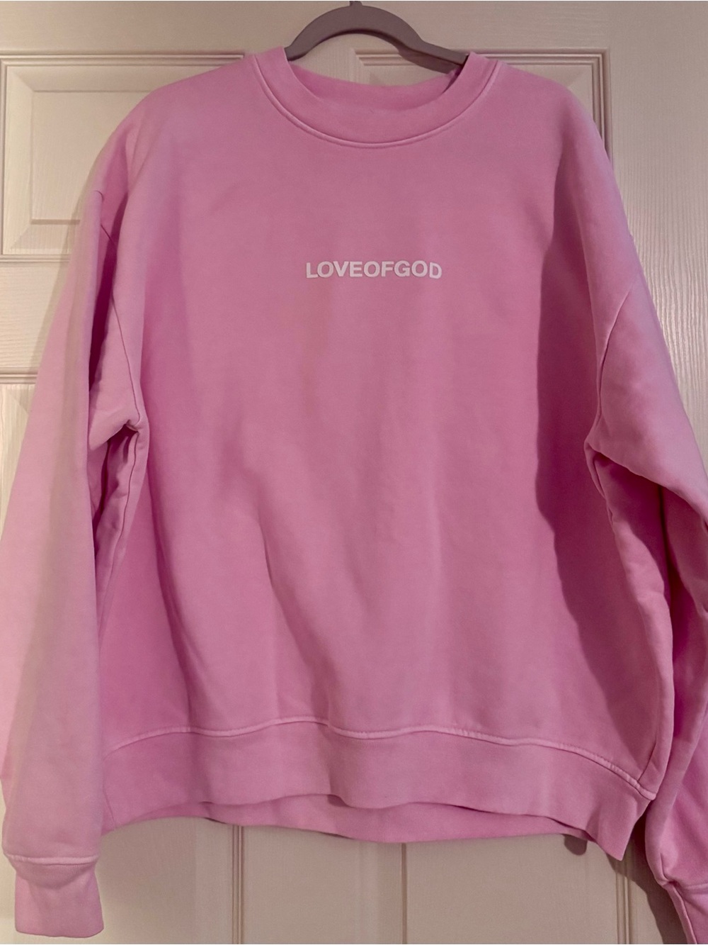 NEW Tena LOVE OF GOD Pink Crewneck Sweatshirt size XL